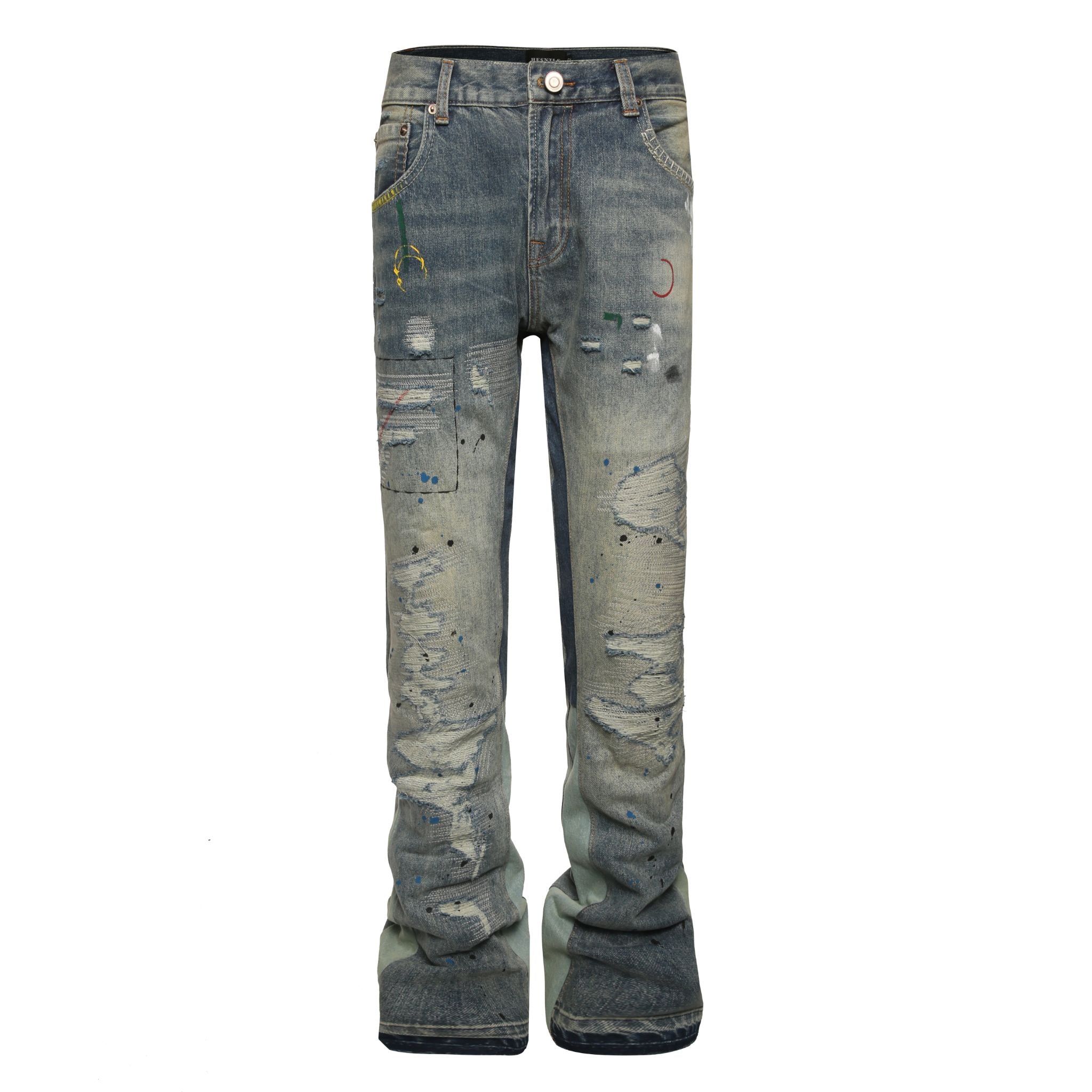 Sneakerhill Flare Denim - Destroyed Indigo - sneakerhillcom