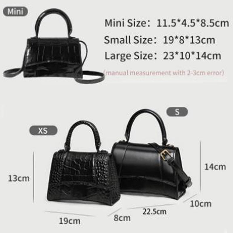 Sneakerhill - Handbag Crocodile Embossed Black - sneakerhillcom