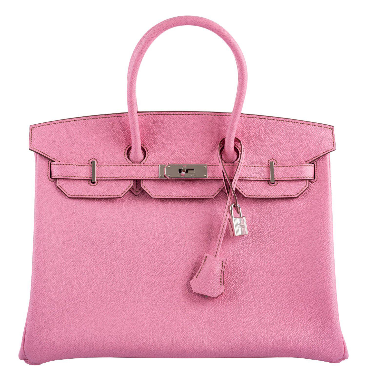 HMS 30cm Birkin Bag Epsom Leather with Strap Pink Gold Kilta bags