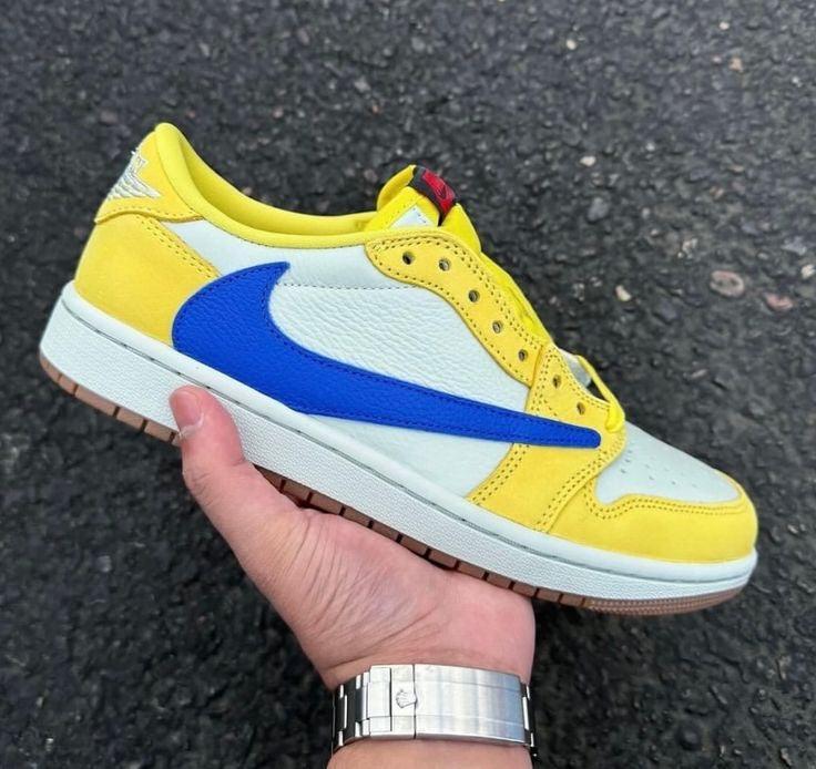 Custom Travis Scott x Air Jordan 1 Low “Canary” DZ4137-700 - sneakerhillcom