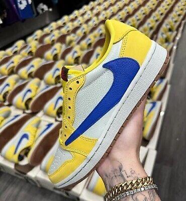 Custom Travis Scott x Air Jordan 1 Low “Canary” DZ4137-700 - sneakerhillcom