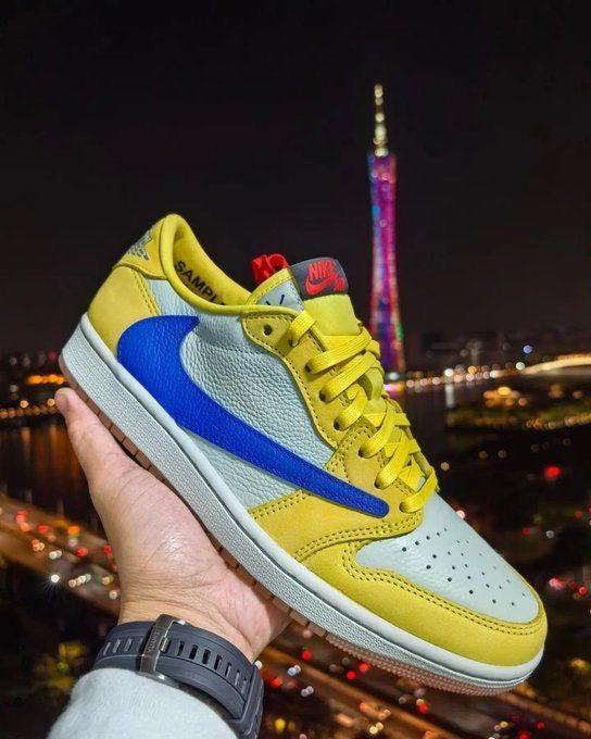 Custom Travis Scott x Air Jordan 1 Low “Canary” DZ4137-700 - sneakerhillcom