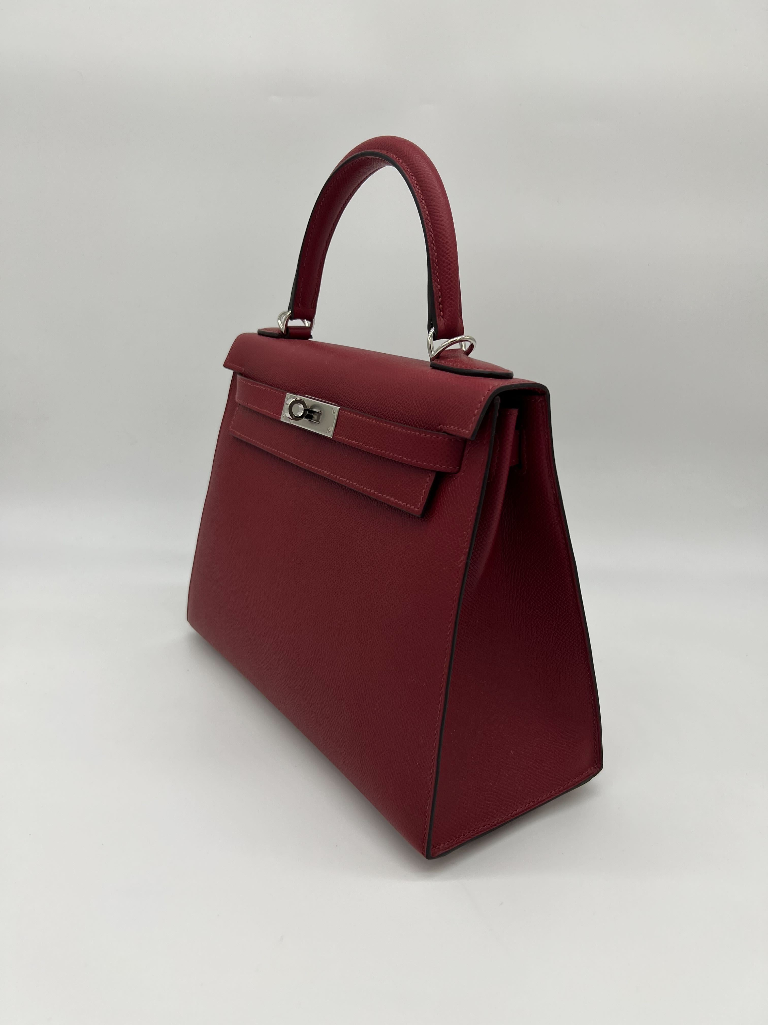 Kelly II 28 Sellier Verso Veau Epsom AJ Rouge Grenat Rose Pourpre Kilta bags