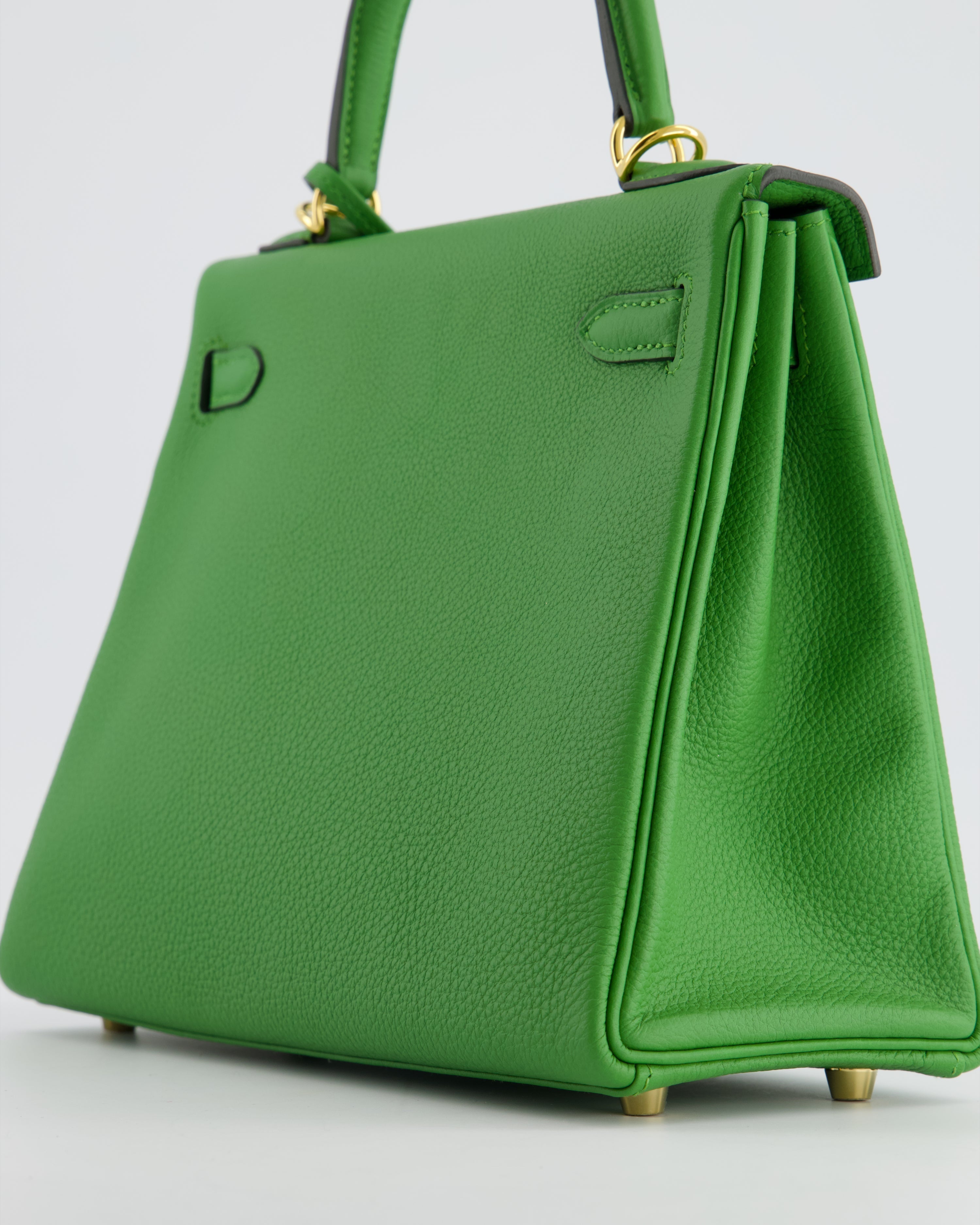 *RARE* Hermes Kelly Bag 25cm Vert Yucca with Togo Leather and Gold Hardware - sneakerlandnet