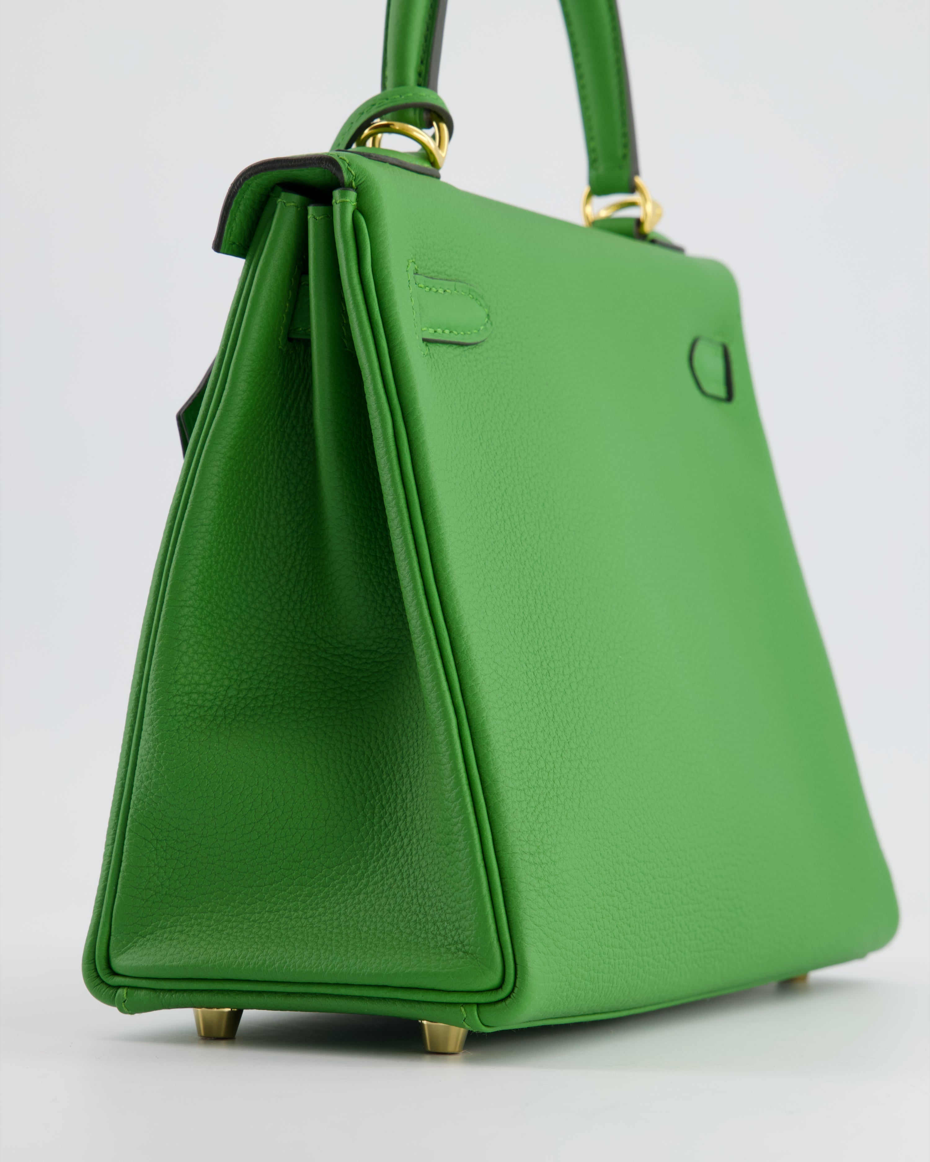 *RARE* Hermes Kelly Bag 25cm Vert Yucca with Togo Leather and Gold Hardware - sneakerlandnet