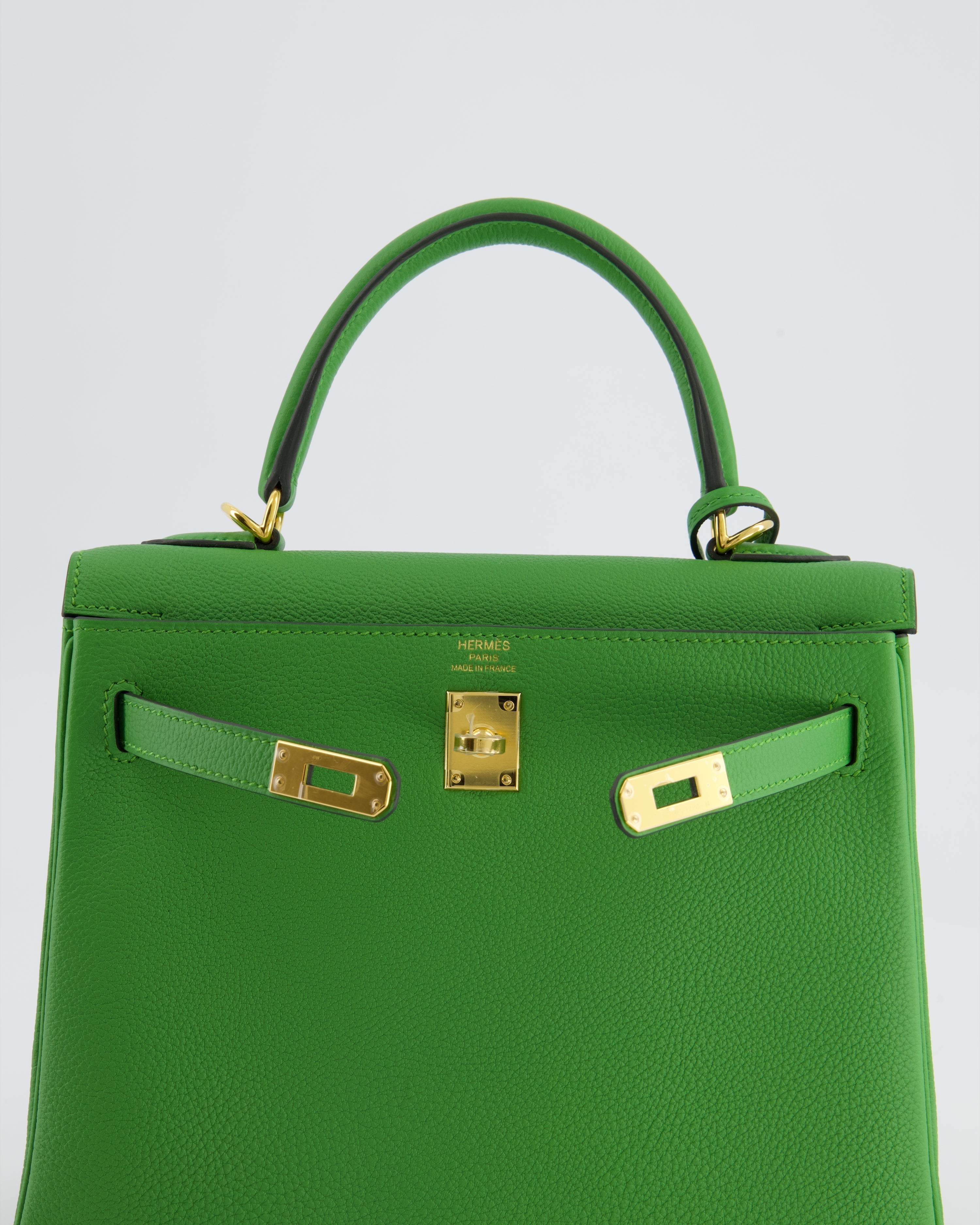 *RARE* Hermes Kelly Bag 25cm Vert Yucca with Togo Leather and Gold Hardware - sneakerlandnet