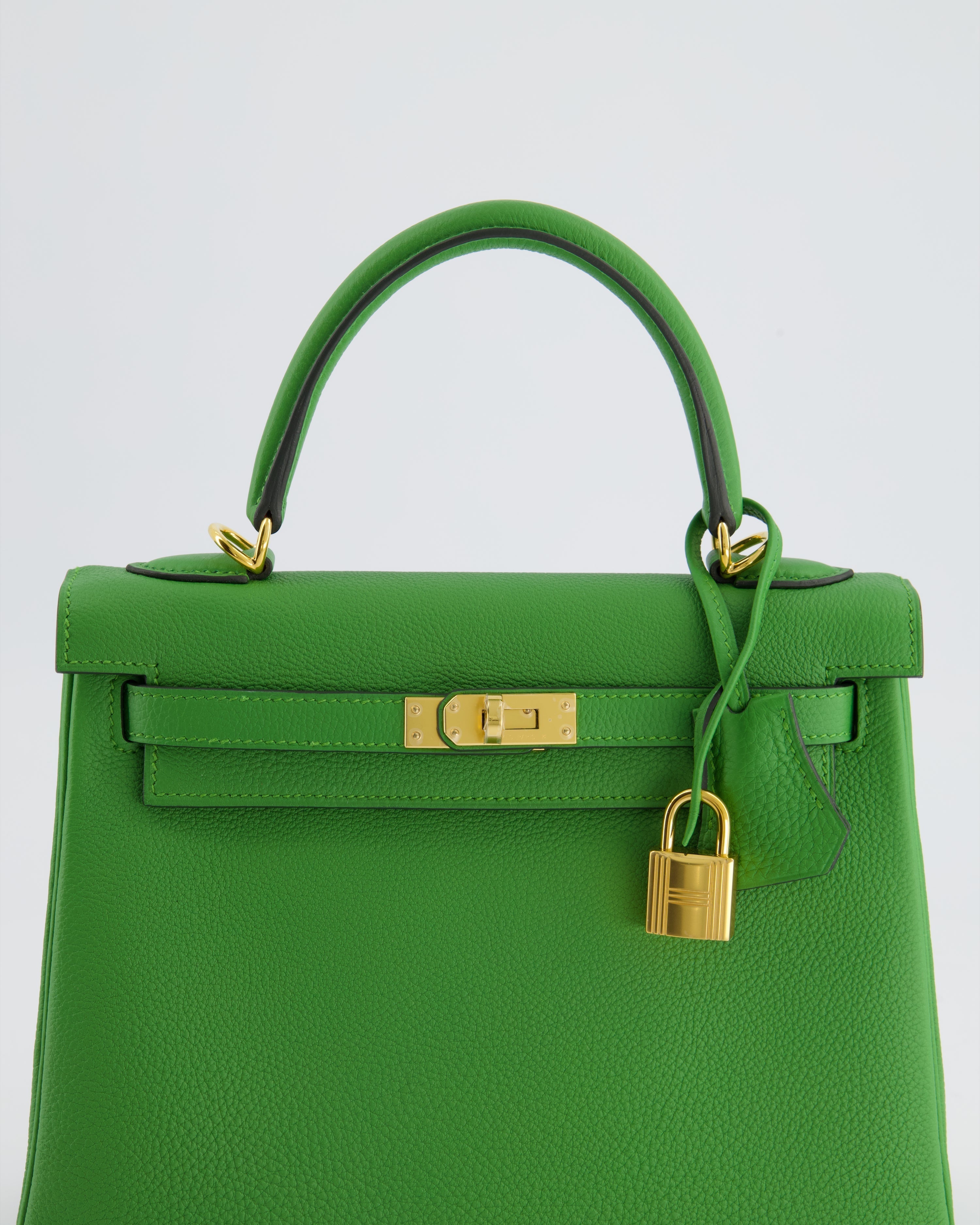 *RARE* Hermes Kelly Bag 25cm Vert Yucca with Togo Leather and Gold Hardware - sneakerlandnet