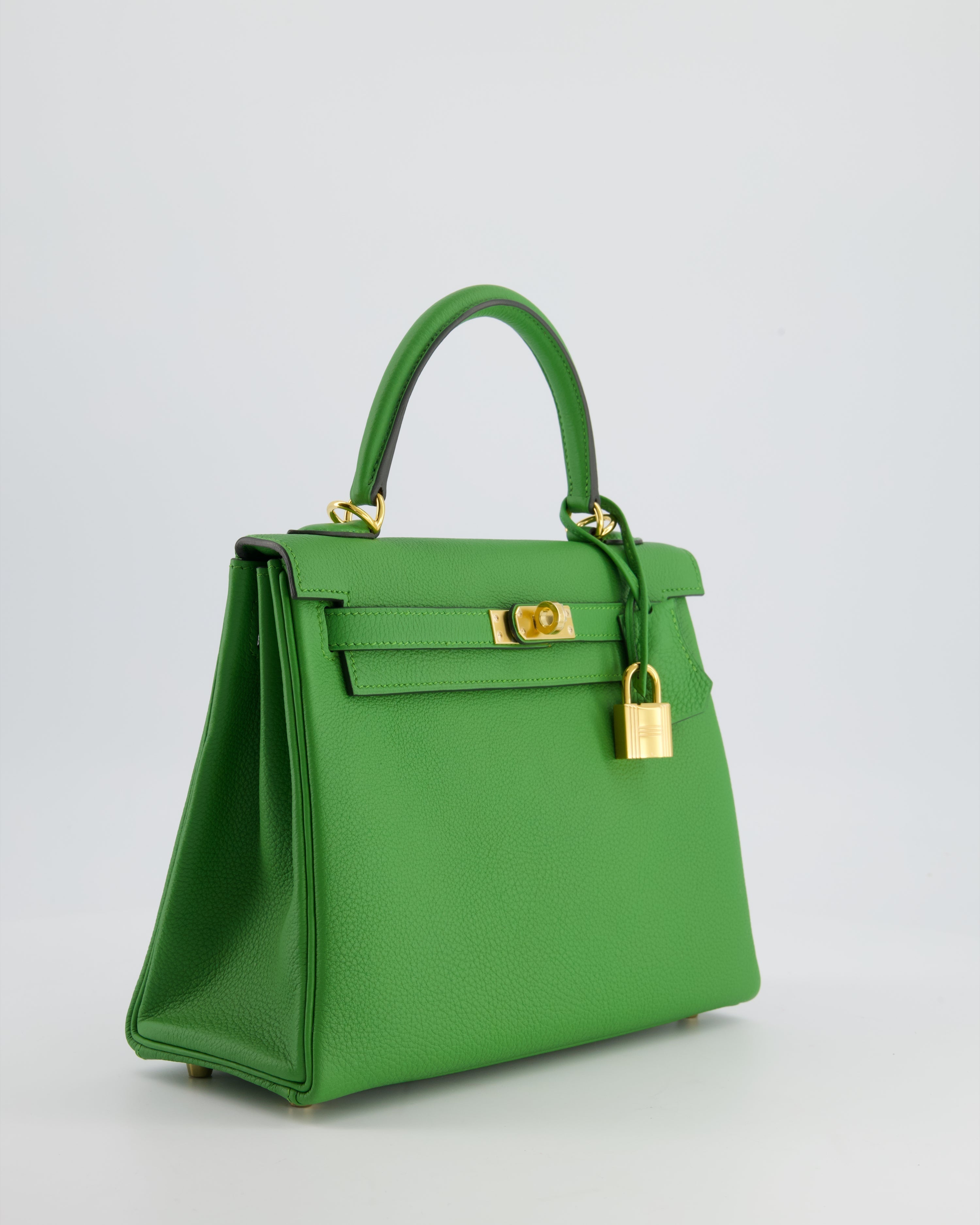 *RARE* Hermes Kelly Bag 25cm Vert Yucca with Togo Leather and Gold Hardware - sneakerlandnet