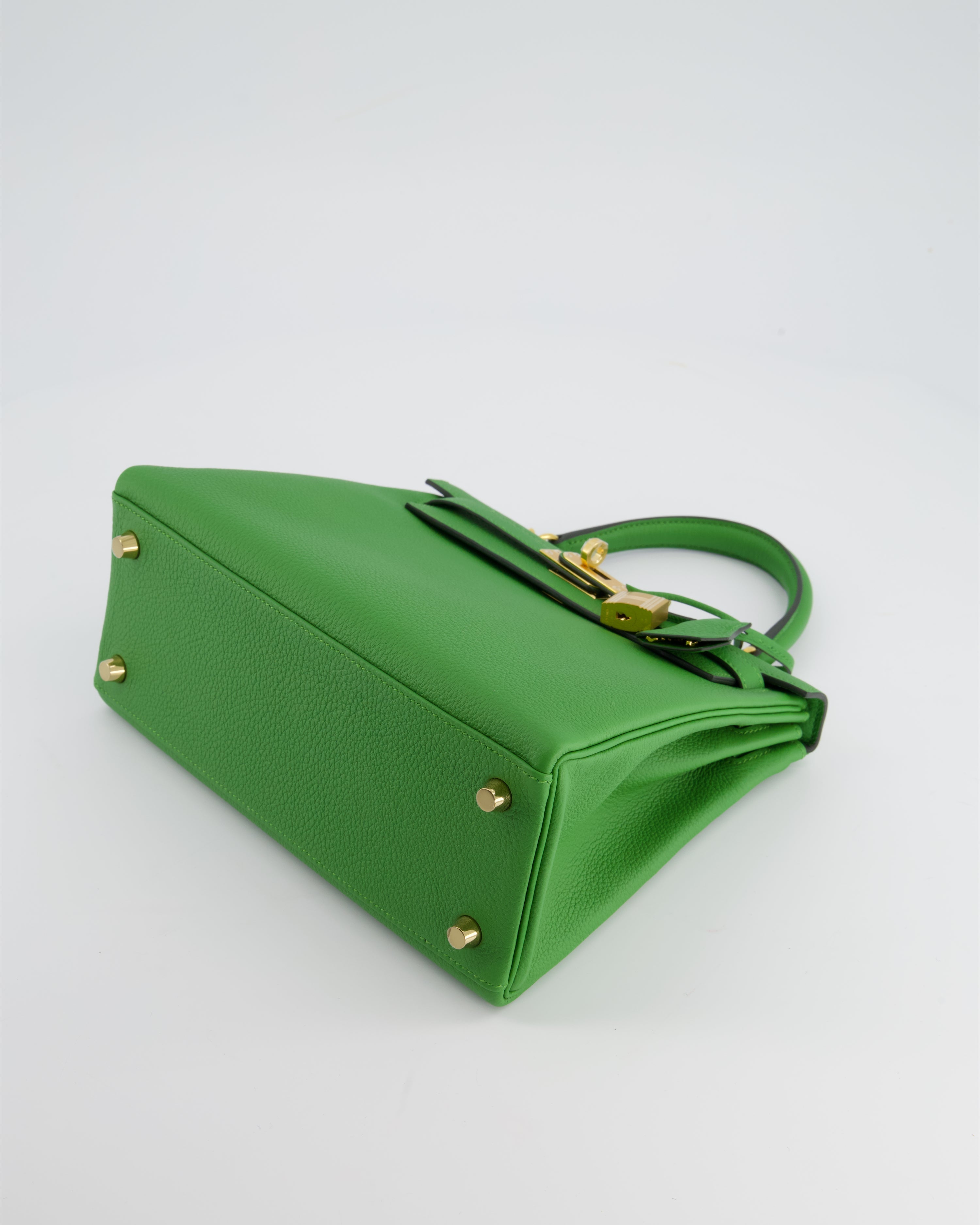 *RARE* Hermes Kelly Bag 25cm Vert Yucca with Togo Leather and Gold Hardware - sneakerlandnet