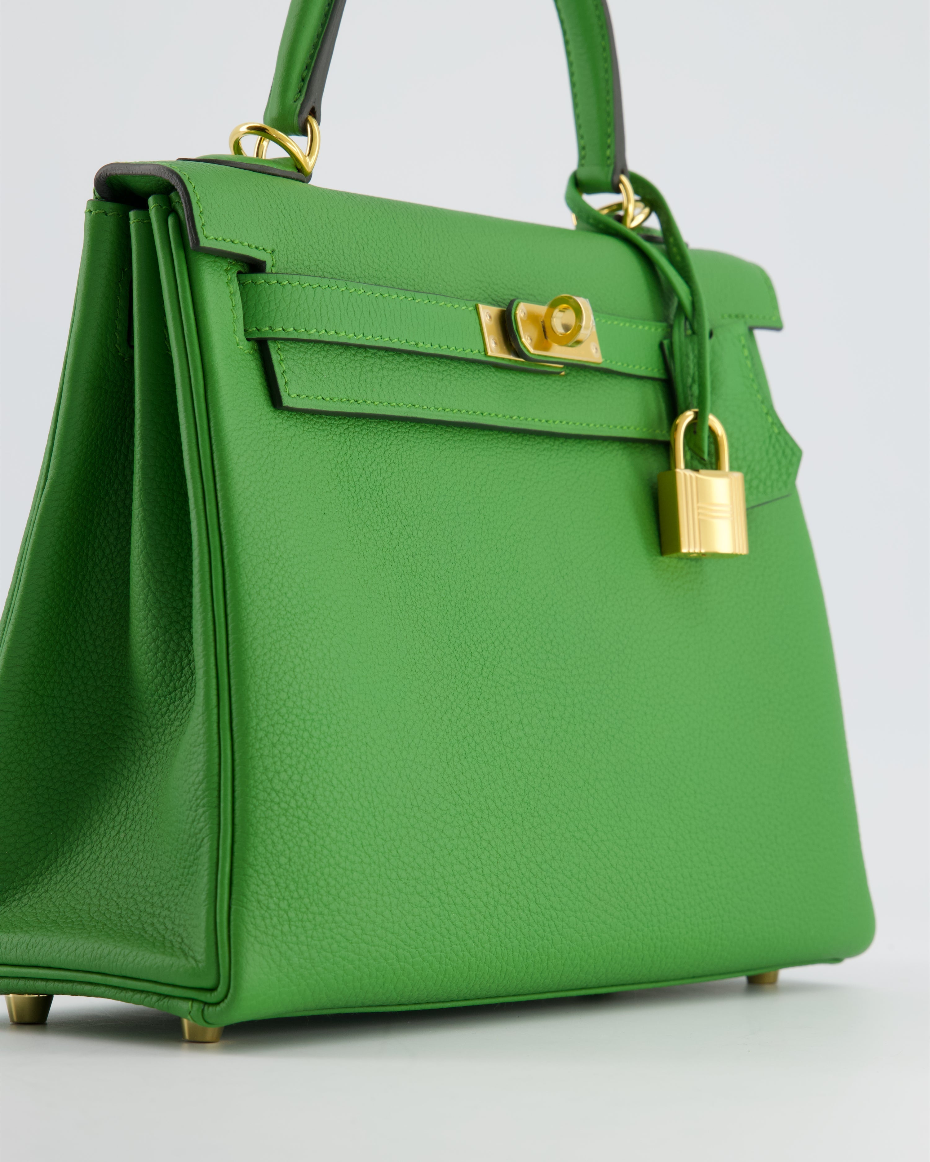 *RARE* Hermes Kelly Bag 25cm Vert Yucca with Togo Leather and Gold Hardware - sneakerlandnet