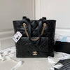 Sneakerhill - Shopping Bag Shiny Lambskin Gold Metal Black