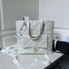 Sneakerhill - Shopping Bag Shiny Lambskin Gold Metal White