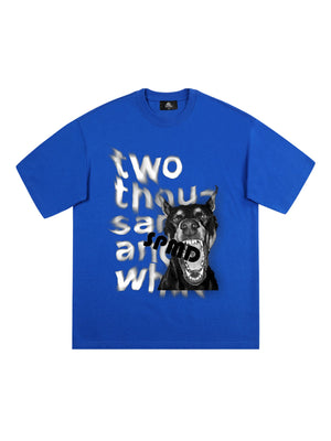 Sneakerhill Fun Graffiti Letters Doberman Dog Print T-shirt SP2403018WEY