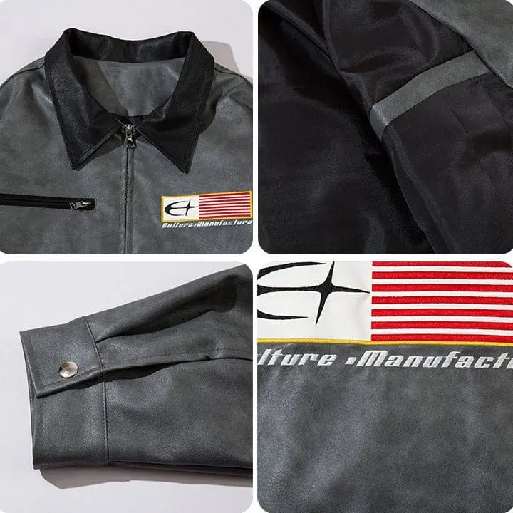 Sneakerhill® American Style PU Leather Jacket - sneakerhillcom