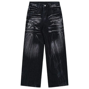 Sneakerhill® Black Washed Wide Leg Jeans Sneakerhill