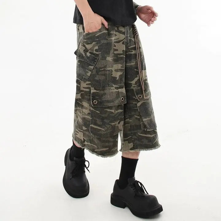 Sneakerhill® Camouflage Cargo Shorts with Pockets - sneakerhillcom