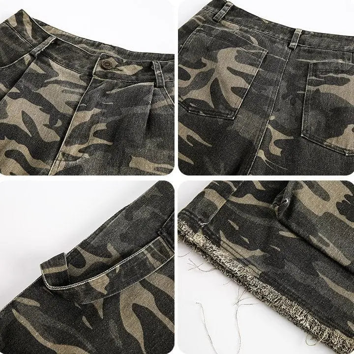 Sneakerhill® Camouflage Cargo Shorts with Pockets - sneakerhillcom