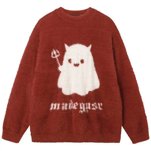 Sneakerhill® Cartoon Plush Sweater Devil Ghost Sneakerhill