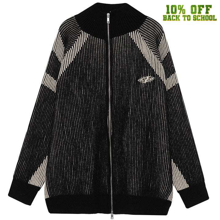 Sneakerhill® Chunky Striped Knit Cardigan Sweater Sneakerhill