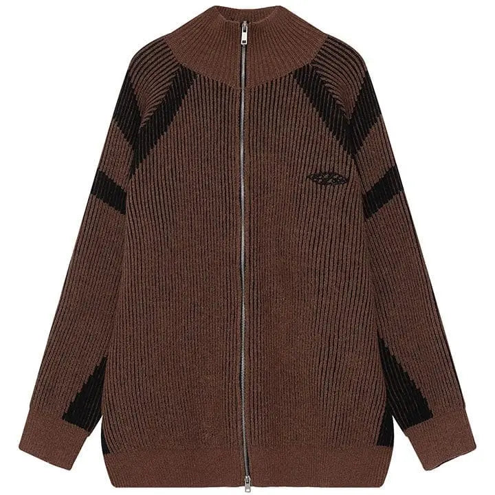 Sneakerhill® Chunky Striped Knit Cardigan Sweater Sneakerhill