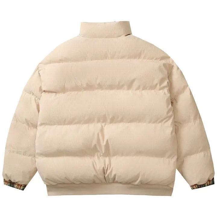 Sneakerhill® Corduroy Puffer Coat Cross Patch Sneakerhill