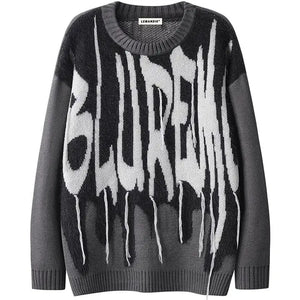 Sneakerhill® Crew Neck Knit Sweater Letter Sneakerhill