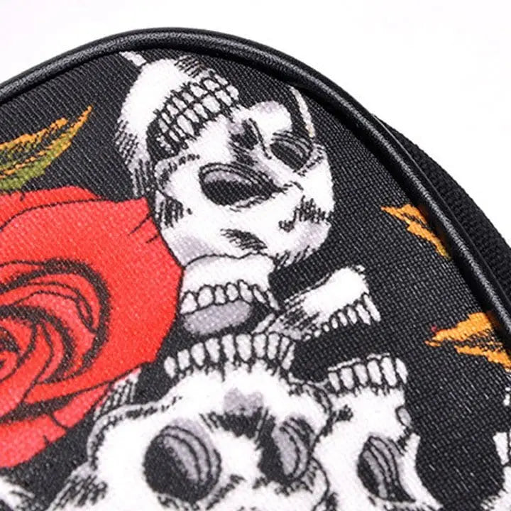 Sneakerhill® Dark Gothic Rose Skull Print Handbag Crossbody Bag - sneakerhillcom