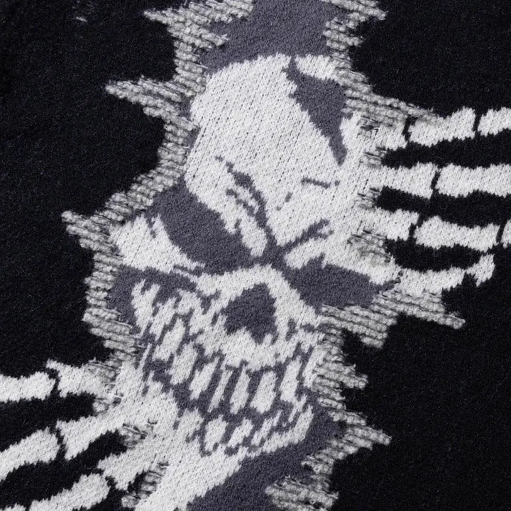 Sneakerhill® Dark Gothic Sweater Skull and Bone Sneakerhill