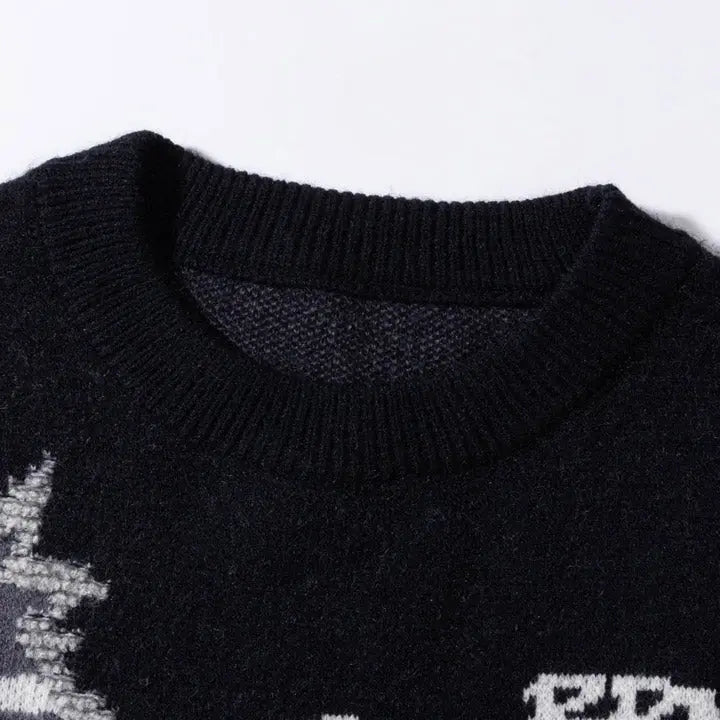 Sneakerhill® Dark Gothic Sweater Skull and Bone Sneakerhill