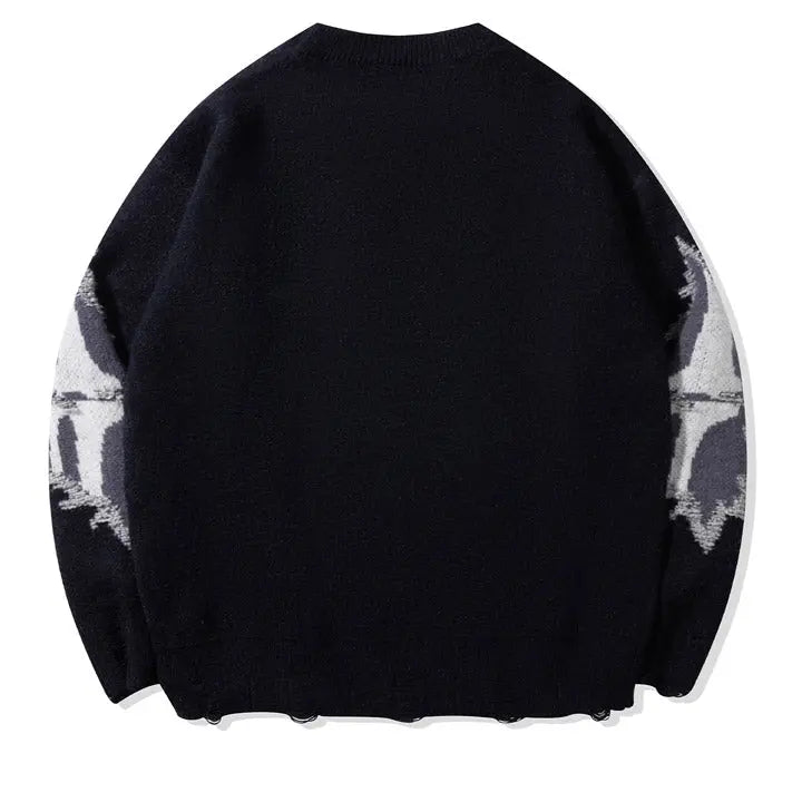 Sneakerhill® Dark Gothic Sweater Skull and Bone Sneakerhill