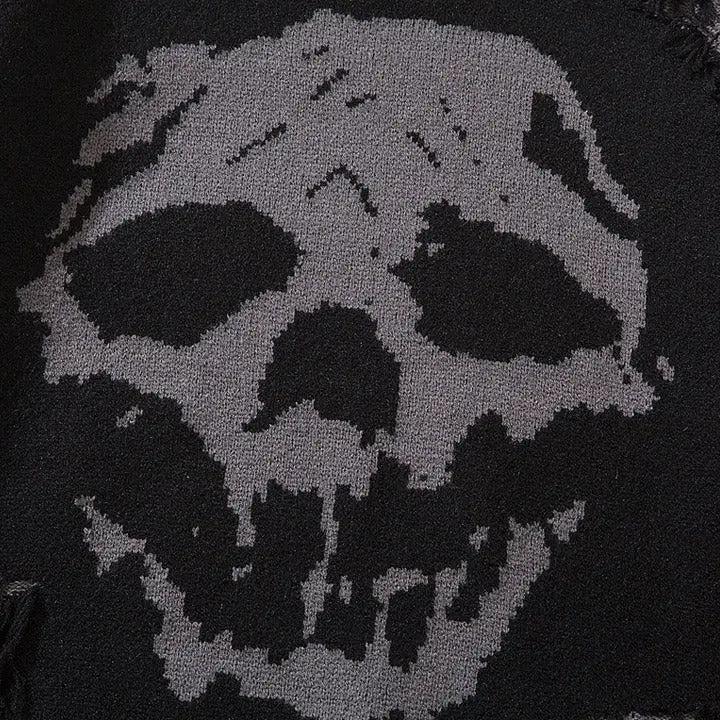 Sneakerhill® Dark Style Ripped Sweater Skull Sneakerhill