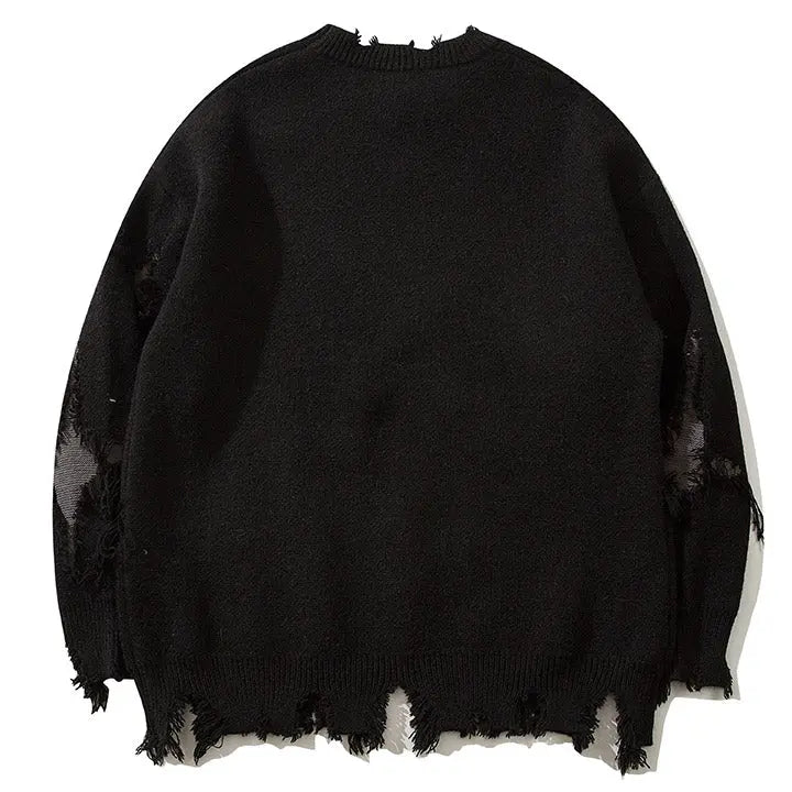 Sneakerhill® Dark Style Ripped Sweater Skull Sneakerhill