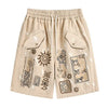 Sneakerhill® Desert Graffiti Print Shorts - sneakerhillcom