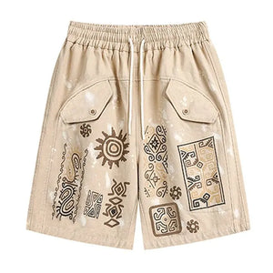 Sneakerhill® Desert Graffiti Print Shorts - sneakerhillcom