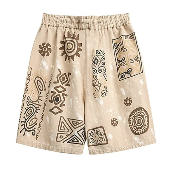 Sneakerhill® Desert Graffiti Print Shorts - sneakerhillcom