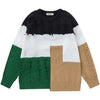 Sneakerhill® Distressed Knit Sweater Color Block - sneakerhillcom