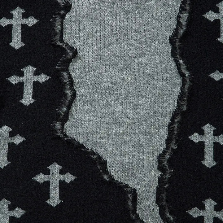 Sneakerhill® Distressed Sweater Cross Patchwork Sneakerhill