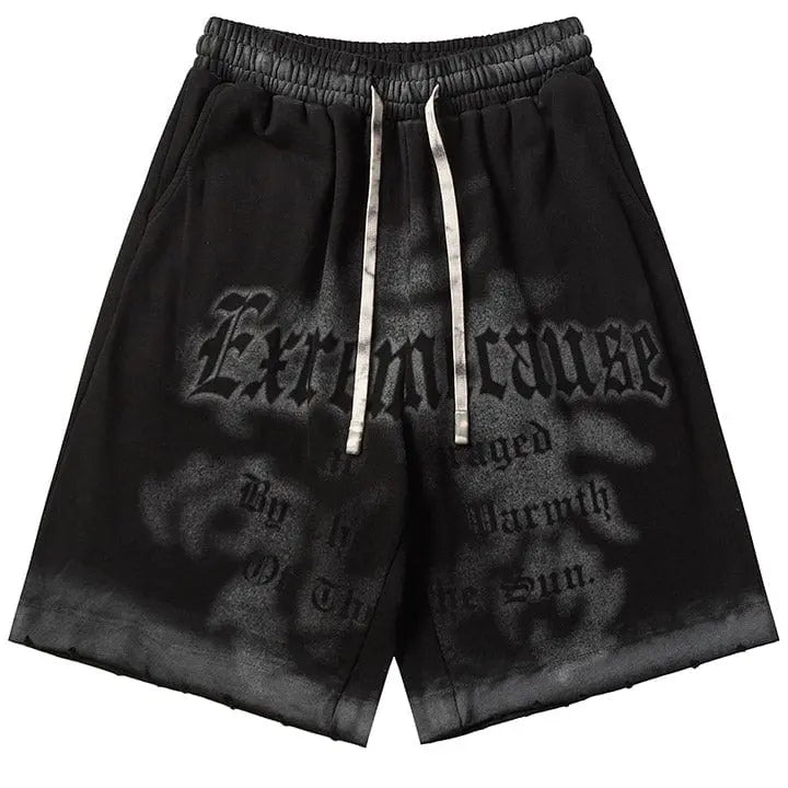 Sneakerhill® Distressed Tie-Dye Letter Shorts - sneakerhillcom