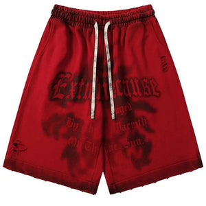 Sneakerhill® Distressed Tie-Dye Letter Shorts - sneakerhillcom