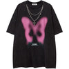 Sneakerhill® Distressed Washed T-shirt Colorful Butterfly - sneakerhillcom