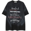 Sneakerhill® Distressed Washed T-shirt Letter Graffiti - sneakerhillcom