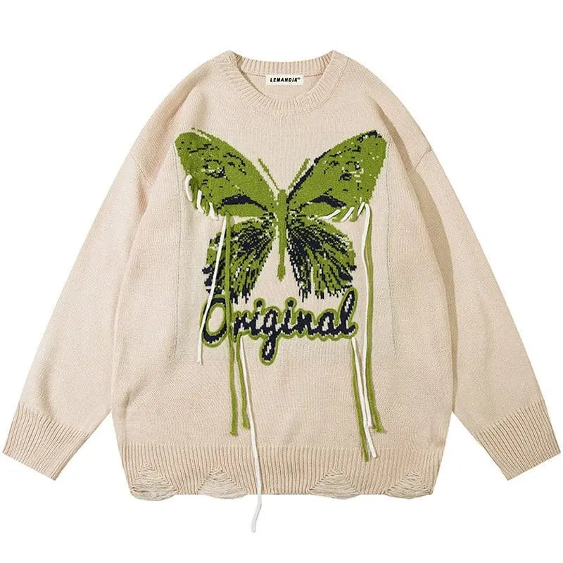 Sneakerhill® Distressed Y2K Knit Sweater Butterfly - sneakerhillcom