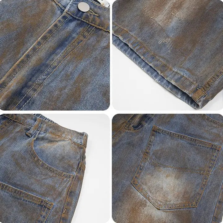 Sneakerhill® Edgy Washed Denim Shorts - sneakerhillcom