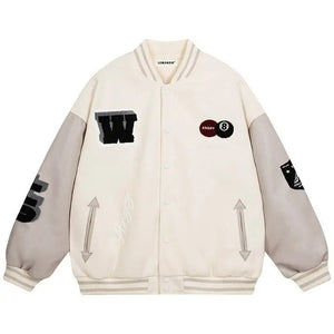 Sneakerhill® Embroidery Varsity Jacket Black 8 Ball Sneakerhill