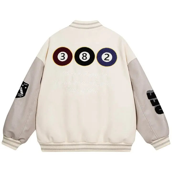 Sneakerhill® Embroidery Varsity Jacket Black 8 Ball Sneakerhill