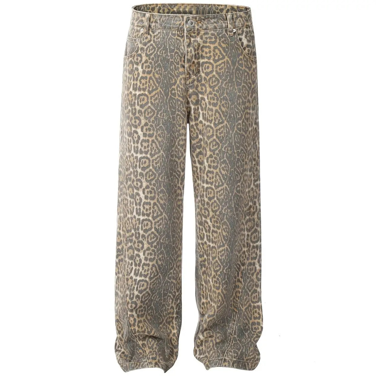 Sneakerhill® Faded Leopard Print Loose Jeans - sneakerhillcom