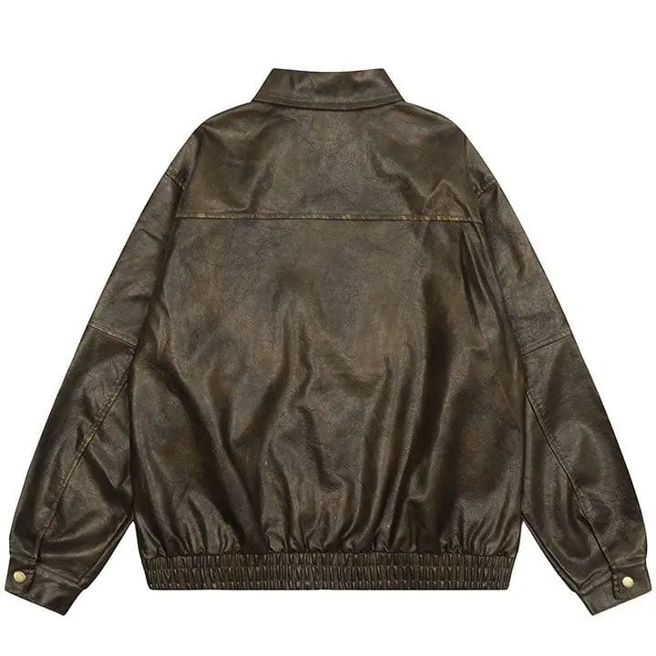 Sneakerhill® Faded Wasteland PU Leather Jacket Sneakerhill