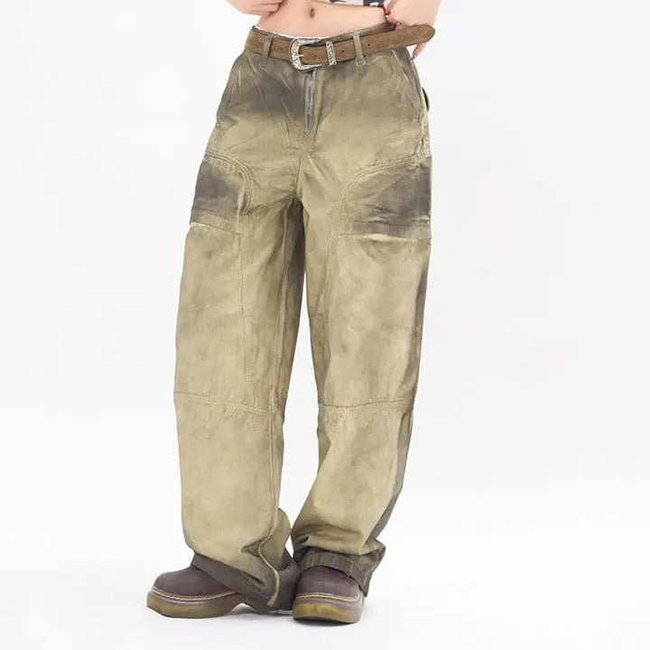 Sneakerhill® Faded Wide Leg Cargo Pants - sneakerhillcom