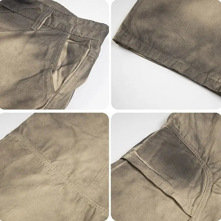 Sneakerhill® Faded Wide Leg Cargo Pants - sneakerhillcom