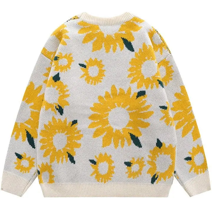 Sneakerhill® Fall Knit Sweater Flocked Sunflower Sneakerhill